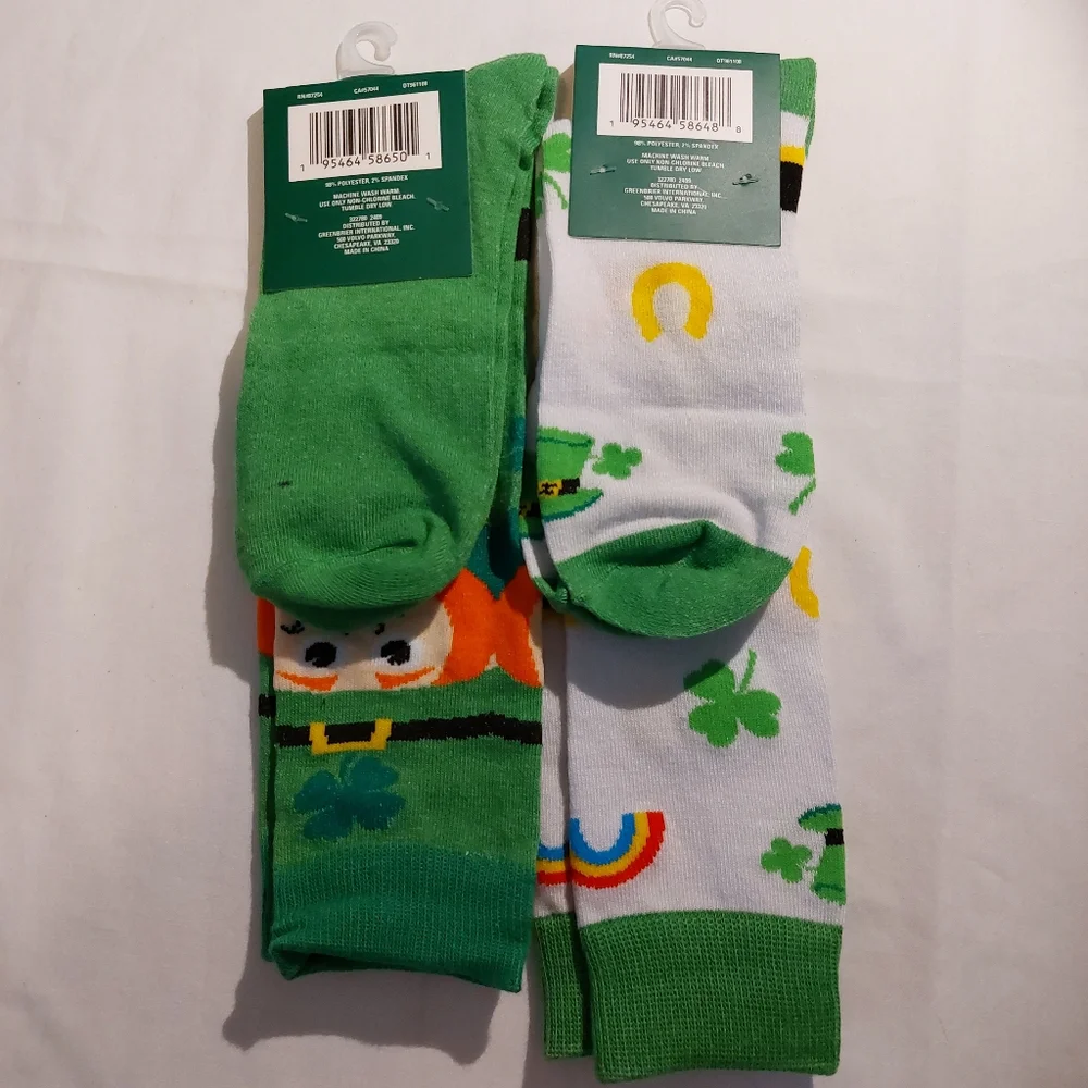 St. Patrick's Day Themed Socks Set Of 2 NEW